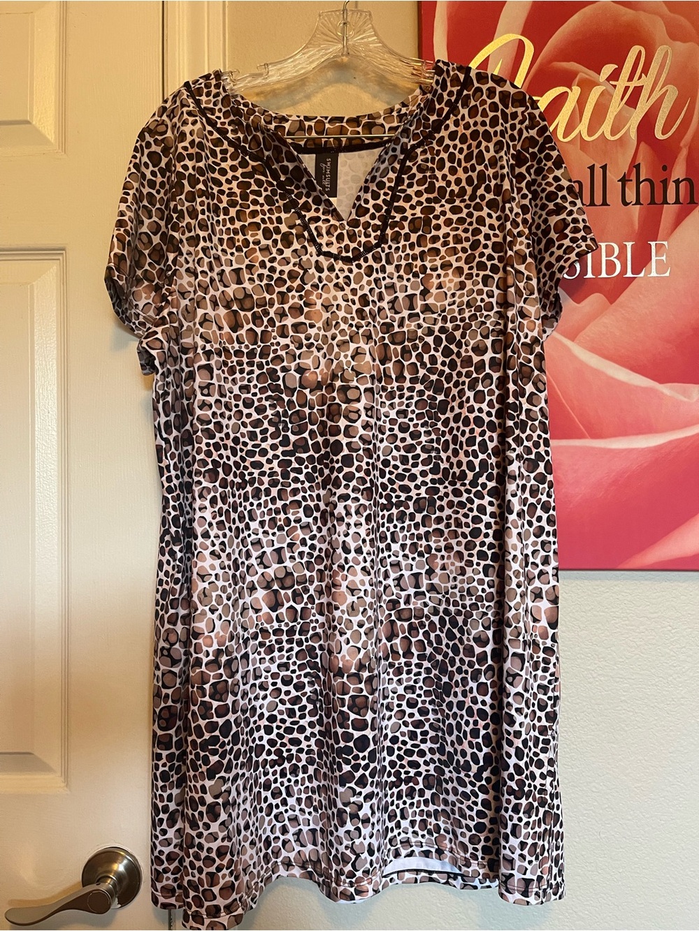 Plus Size Women’s Leopard Print midi swim dress Brown/Black size 20 NEW